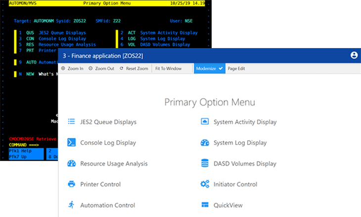 modernization of a 3270 terminal screen to a browser