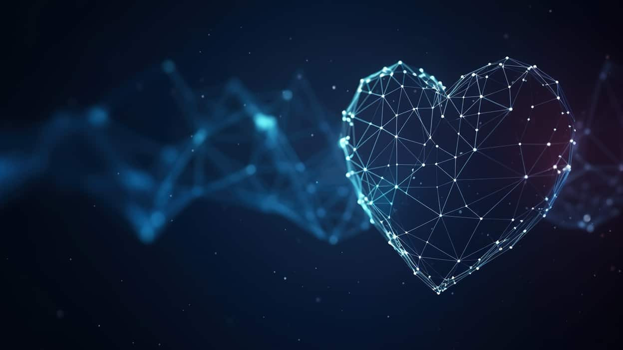 poly wireframe image of a heart